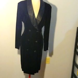 Amanda Taylor Velvet and Satin Tuxedo Dress